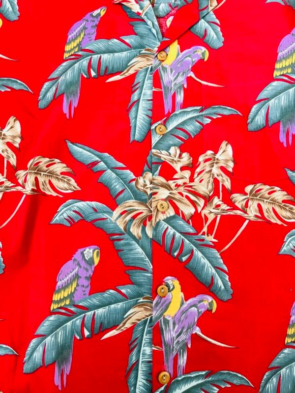 PARADISE FOUND Magnum PI Red " Jungle Bird Print Shirt " - Image 6