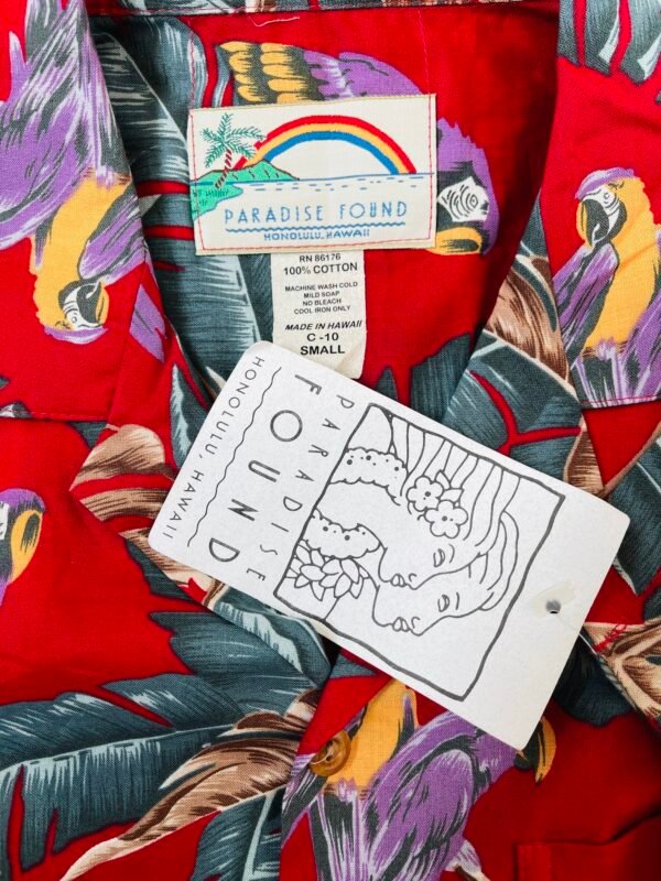 PARADISE FOUND Magnum PI Red " Jungle Bird Print Shirt " - Image 7