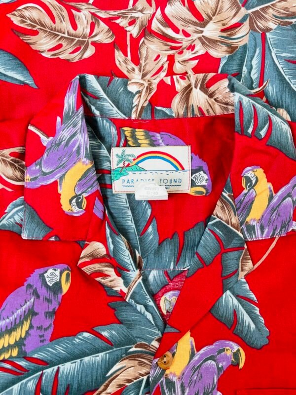 PARADISE FOUND Magnum PI Red " Jungle Bird Print Shirt " - Image 4