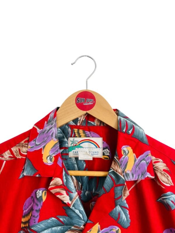 PARADISE FOUND Magnum PI Red " Jungle Bird Print Shirt " - Image 2