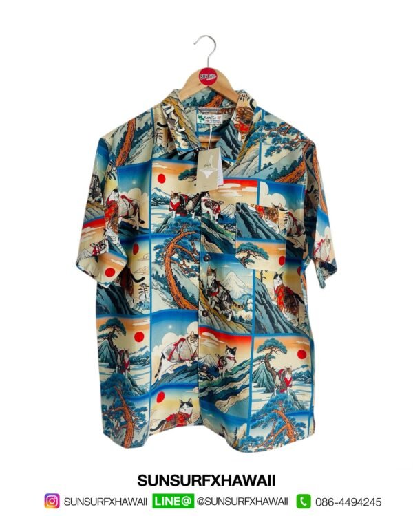 KARAKU HAWAIIAN SHIRT “KARAKU Climbing Cat Scroll”