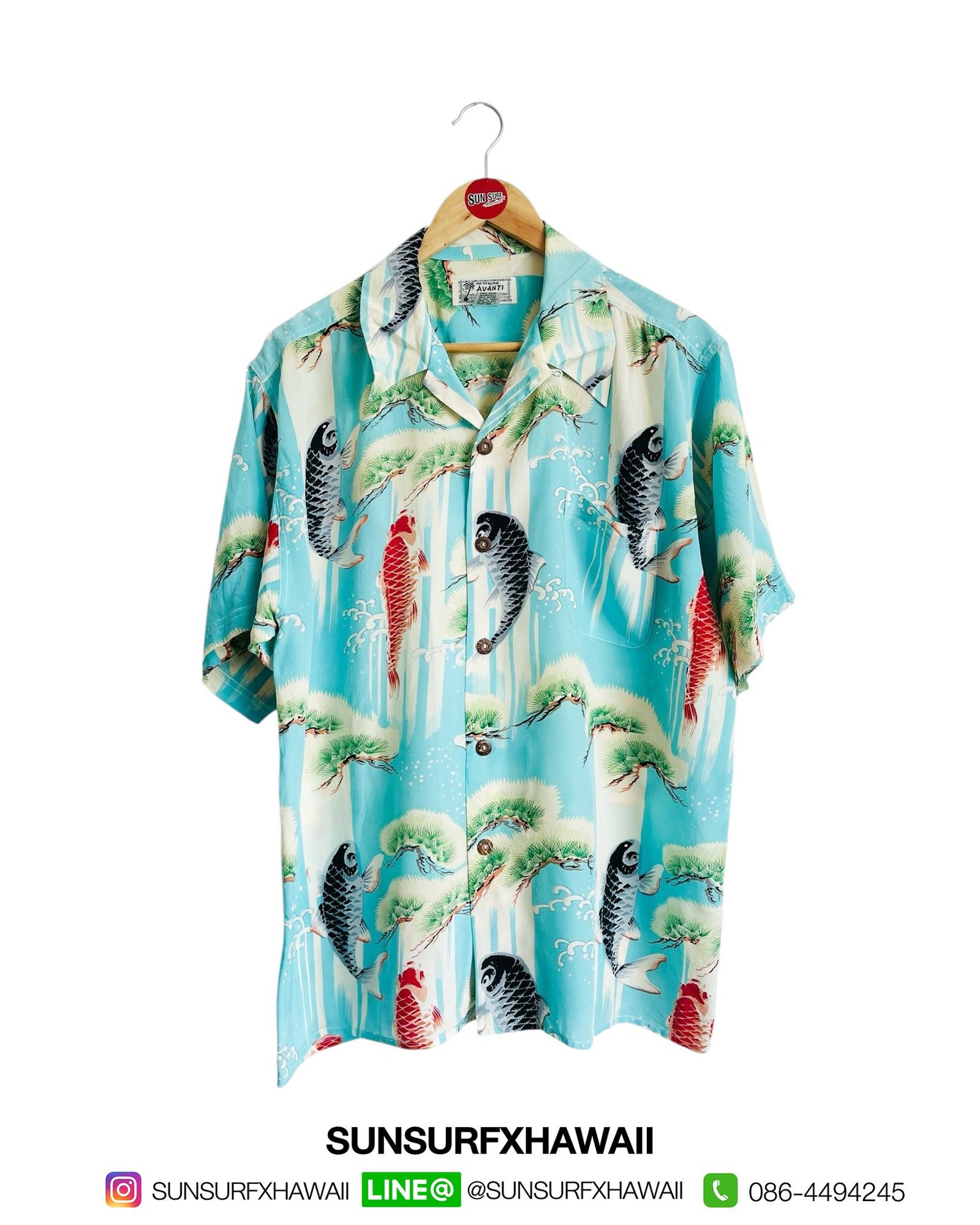 AVANTI HAWAIIAN SHIRT "SHOOT STRAIGHT CARPS"
