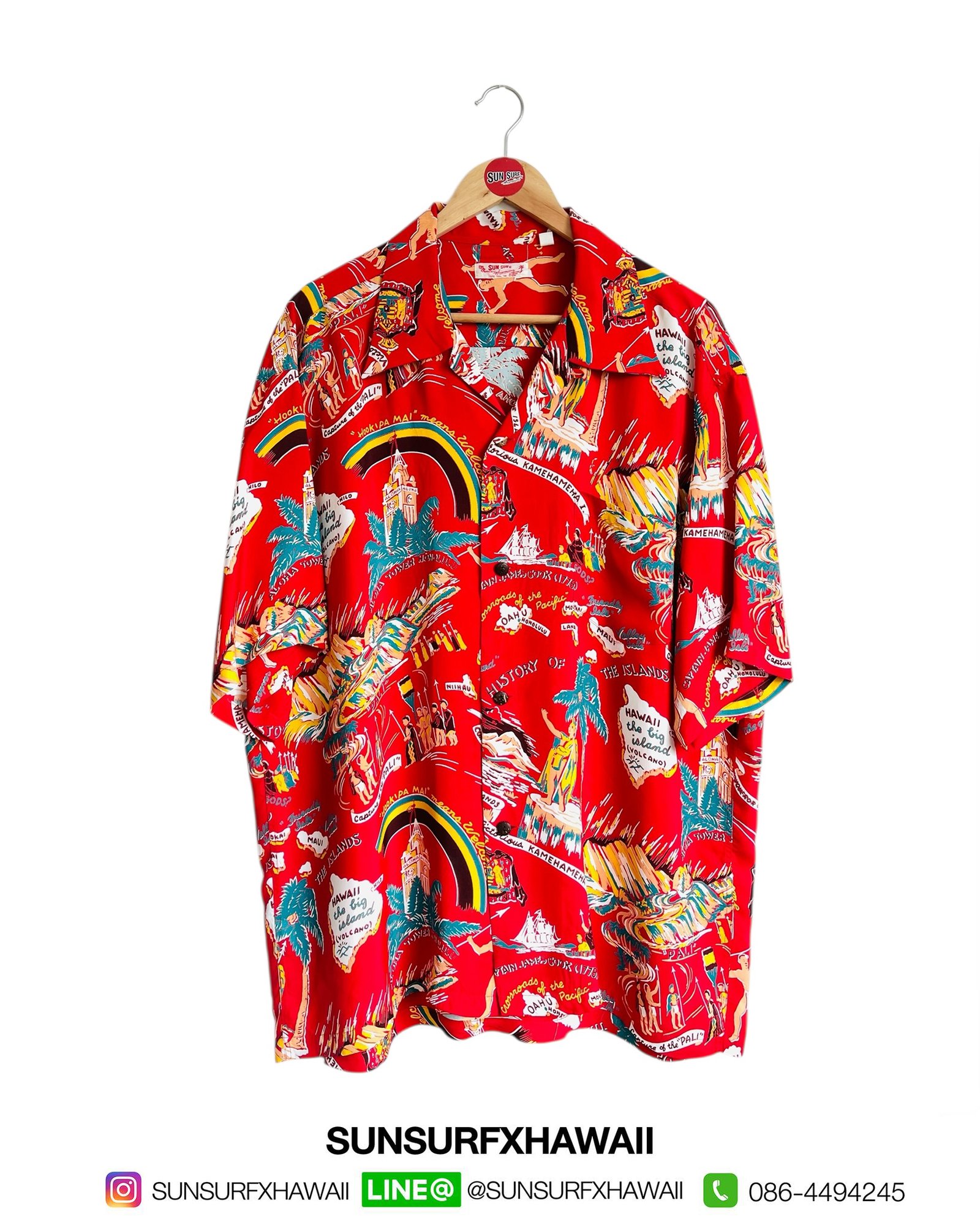 SUN SURF HAWAIIAN SHIRT "History of the ISLAND"