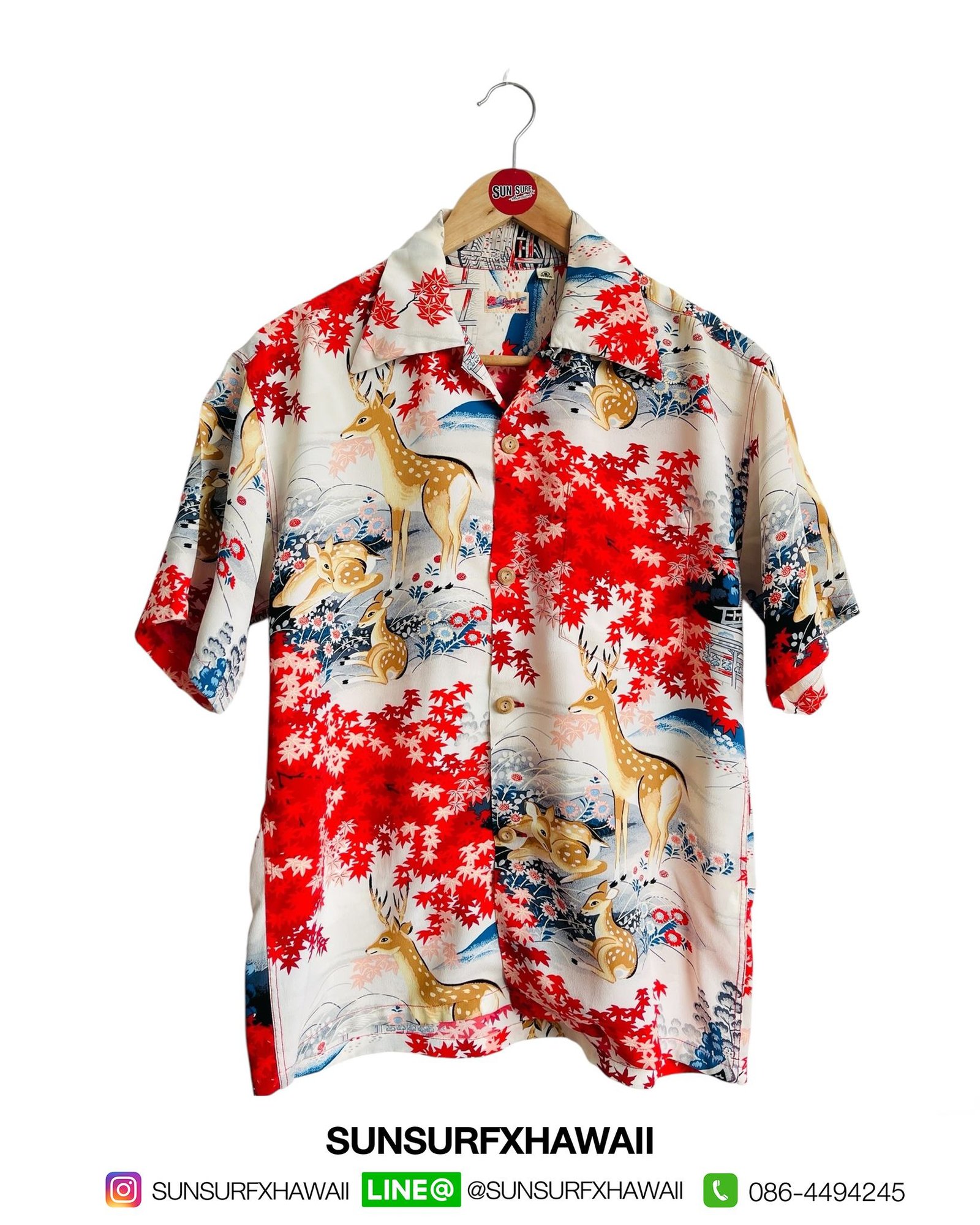SUN SURF HAWAIIN SHIRT "DEER AUTUMN LEAVES"