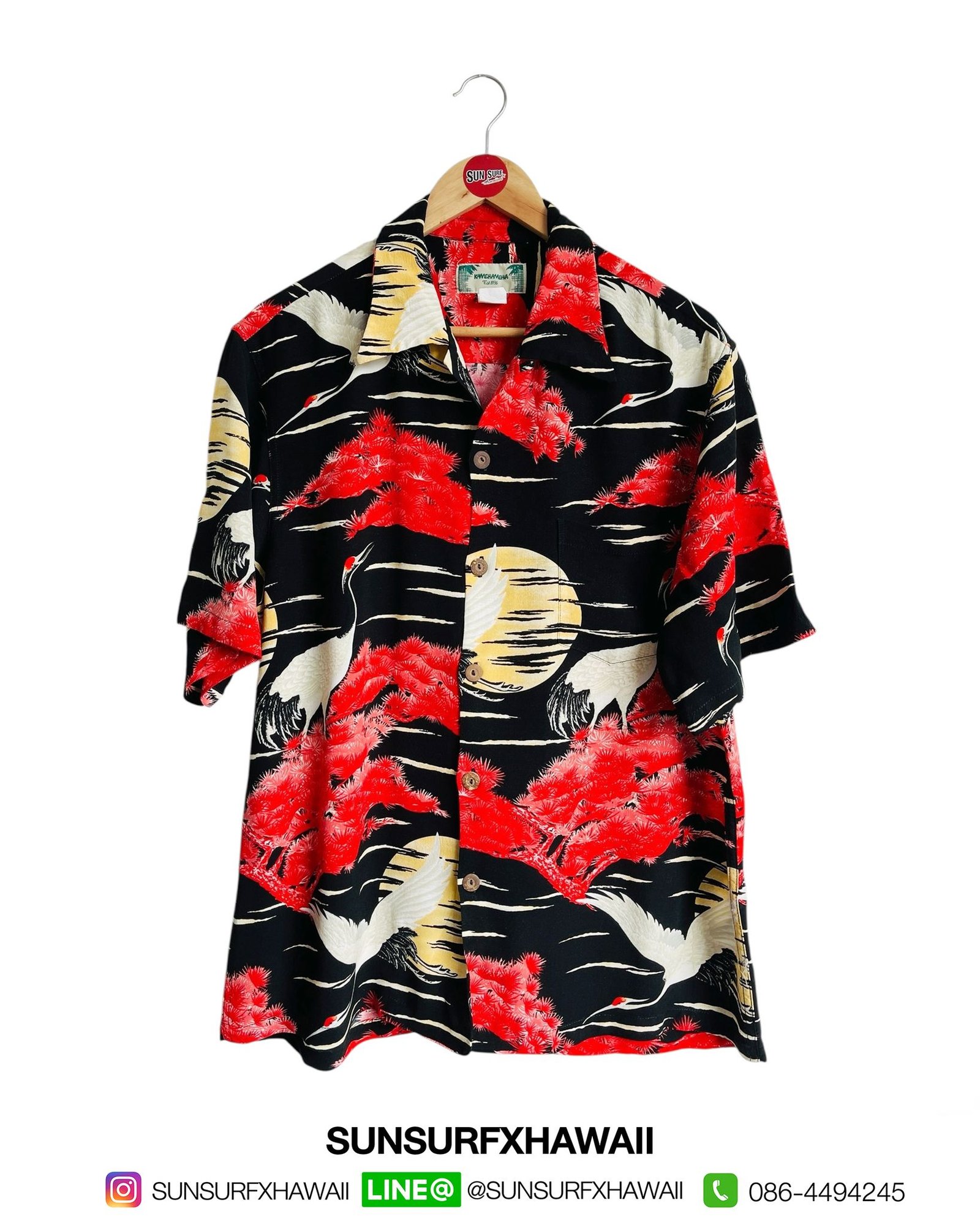 KAMEHAMEHA HAWAIIAN SHIRT " CRANE'S WORD OF COMMAND "